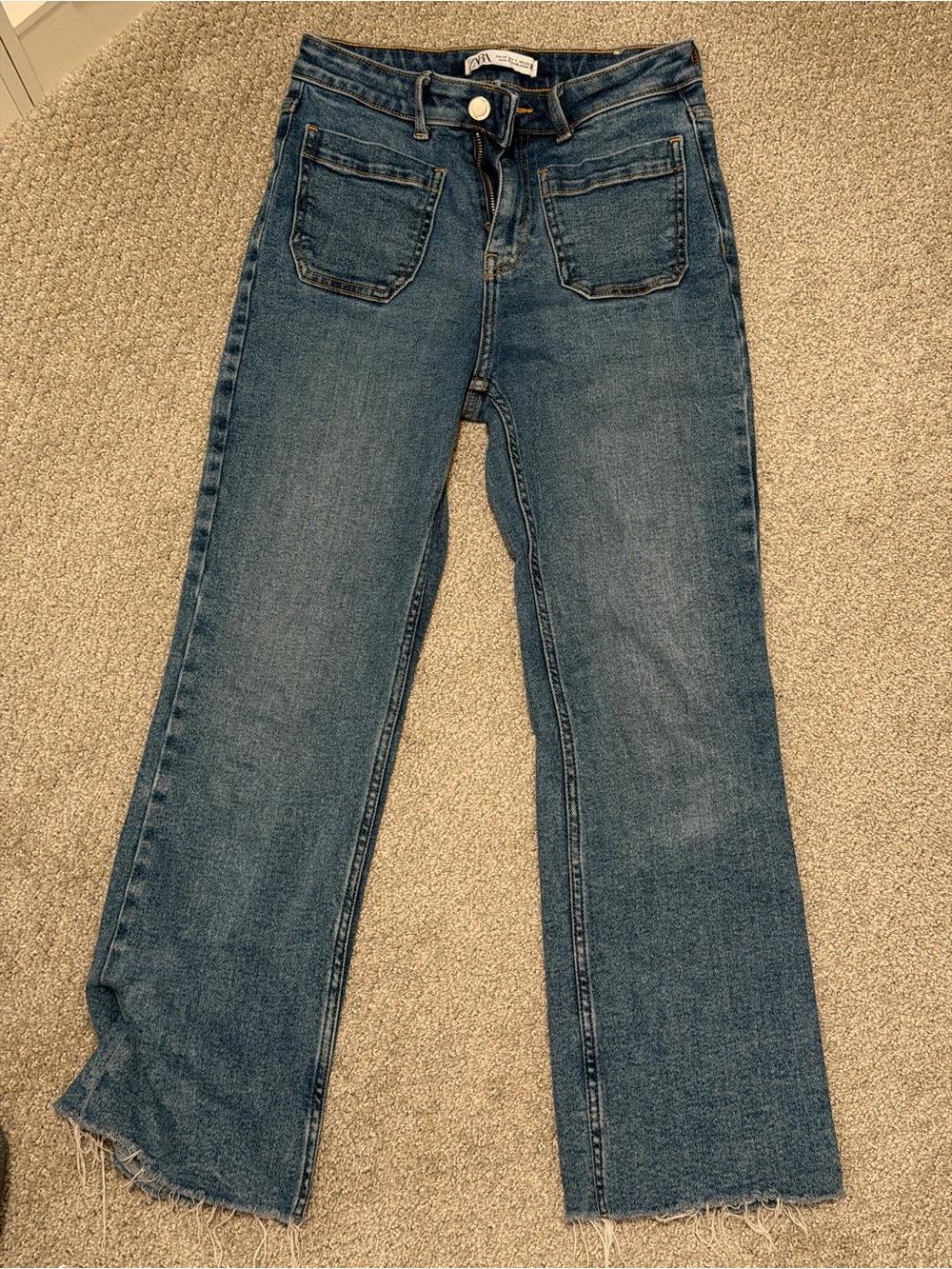 Zara Mid-Blue Flare Wide-Leg Jeans